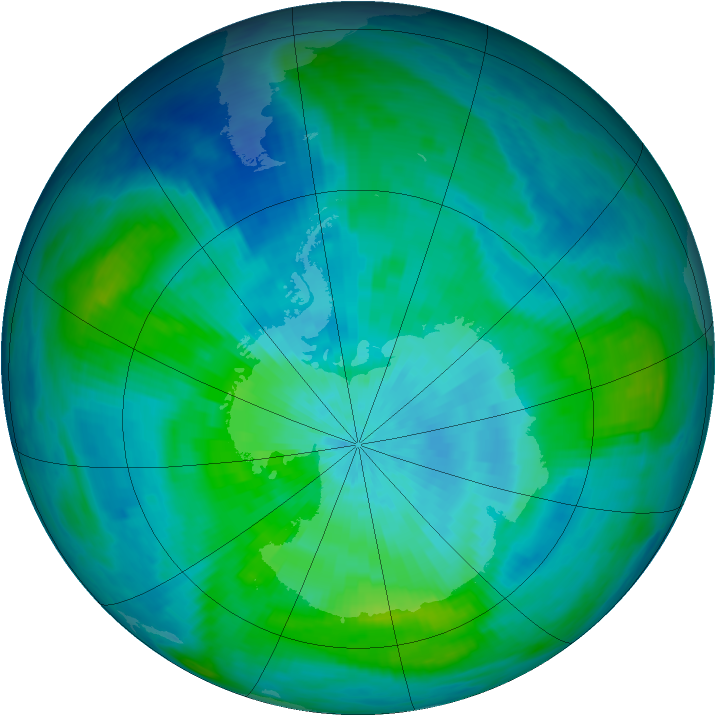 Antarctic ozone map for 09 March 1987